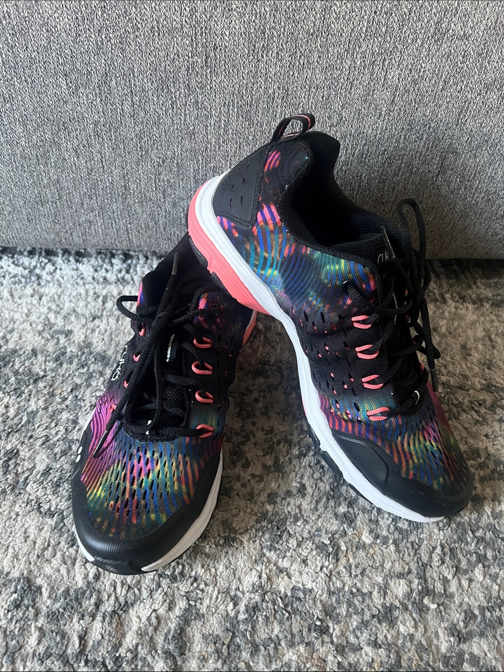 Ryka Black Multi-Color Athletic Sneakers with Pink Accents